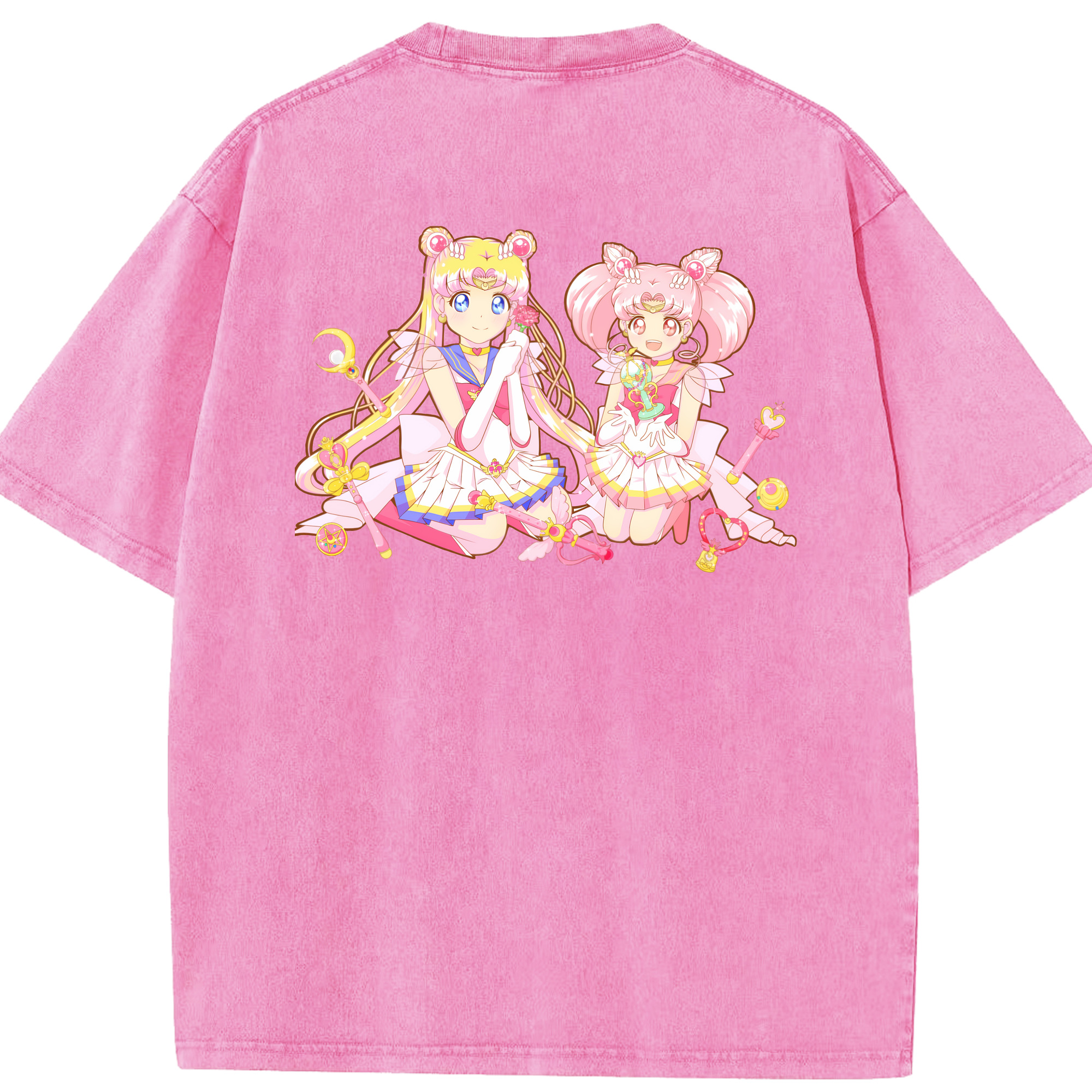（画像用） 美少女戦士セーラームーン 月野 うさぎ つきの うさぎ Sailor Moon Tsukino Usagi 綿100% ヴィンテージ風 半袖Tシャツ（背面プリント）